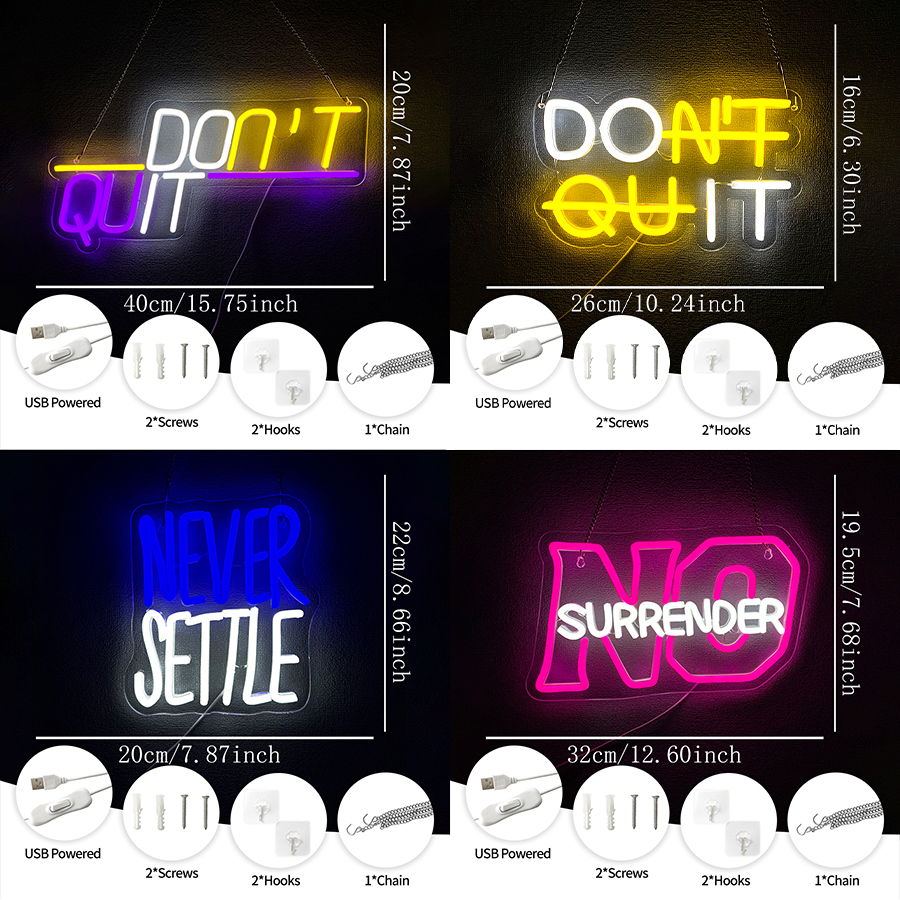 Home Gym Neon Sign - No Surrender Neon Sign For Wall