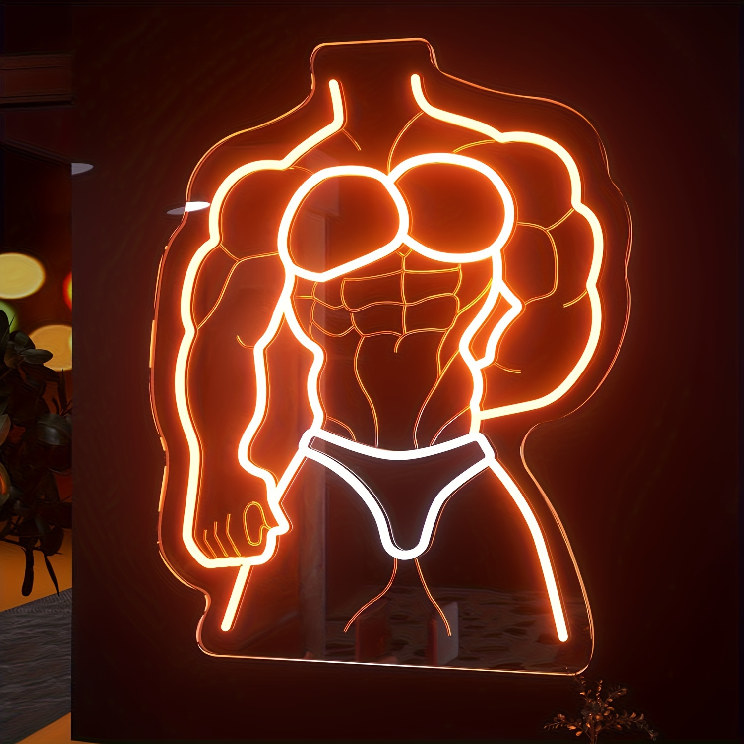 Muscle Man Neon Sign Orange Wh - Home Gym Neon Sign avis et prix