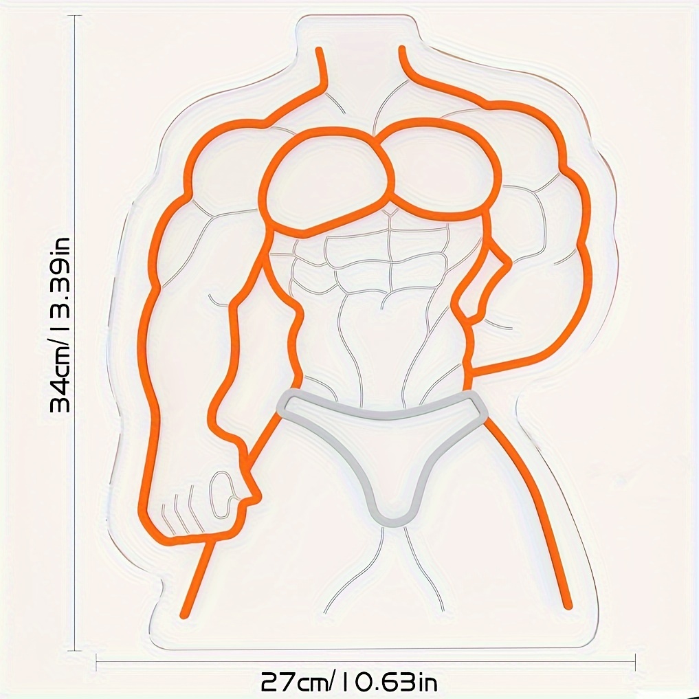 Muscle Man Neon Sign Orange Wh - Home Gym Neon Sign avis et prix