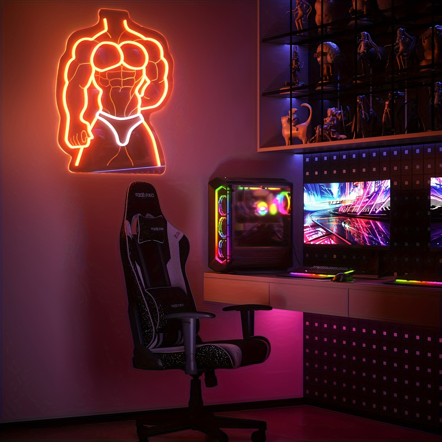 Muscle Man Neon Sign Orange Wh - Home Gym Neon Sign avis et prix