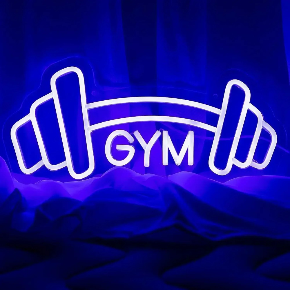 Barbell Gym Neon Sign Blue Dum - Home Gym Neon Sign avis et prix