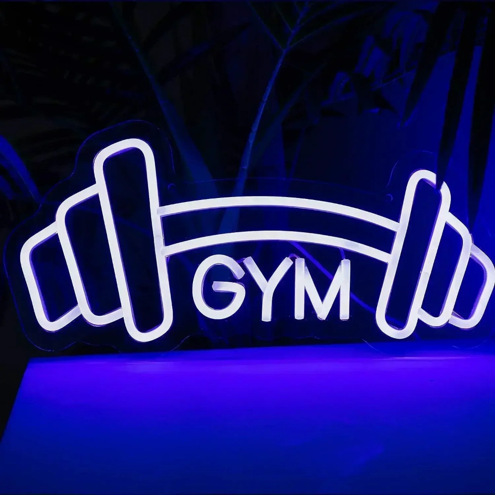 Barbell Gym Neon Sign Blue Dum - Home Gym Neon Sign avis et prix