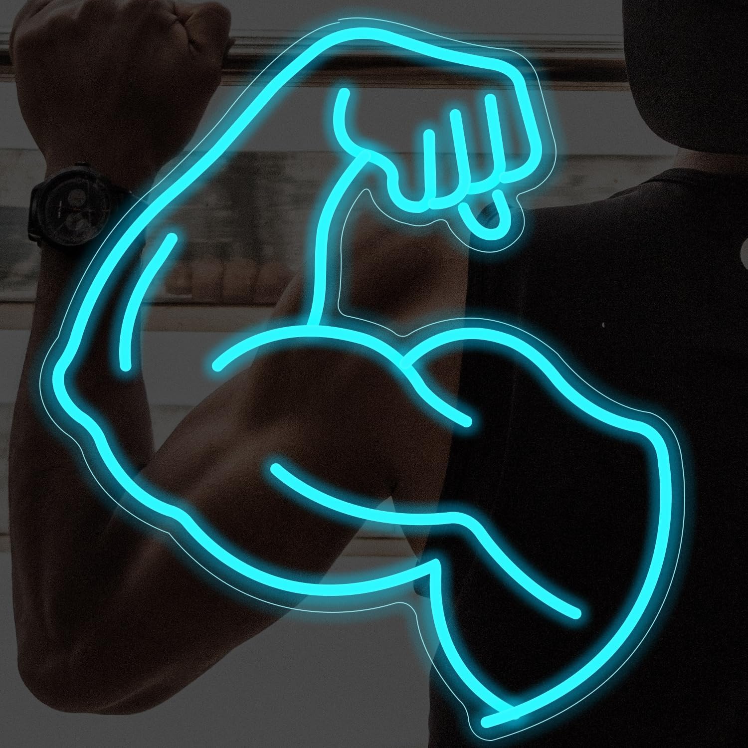 Muscle Arm Neon Sign Blue Glow - Home Gym Neon Sign avis et prix