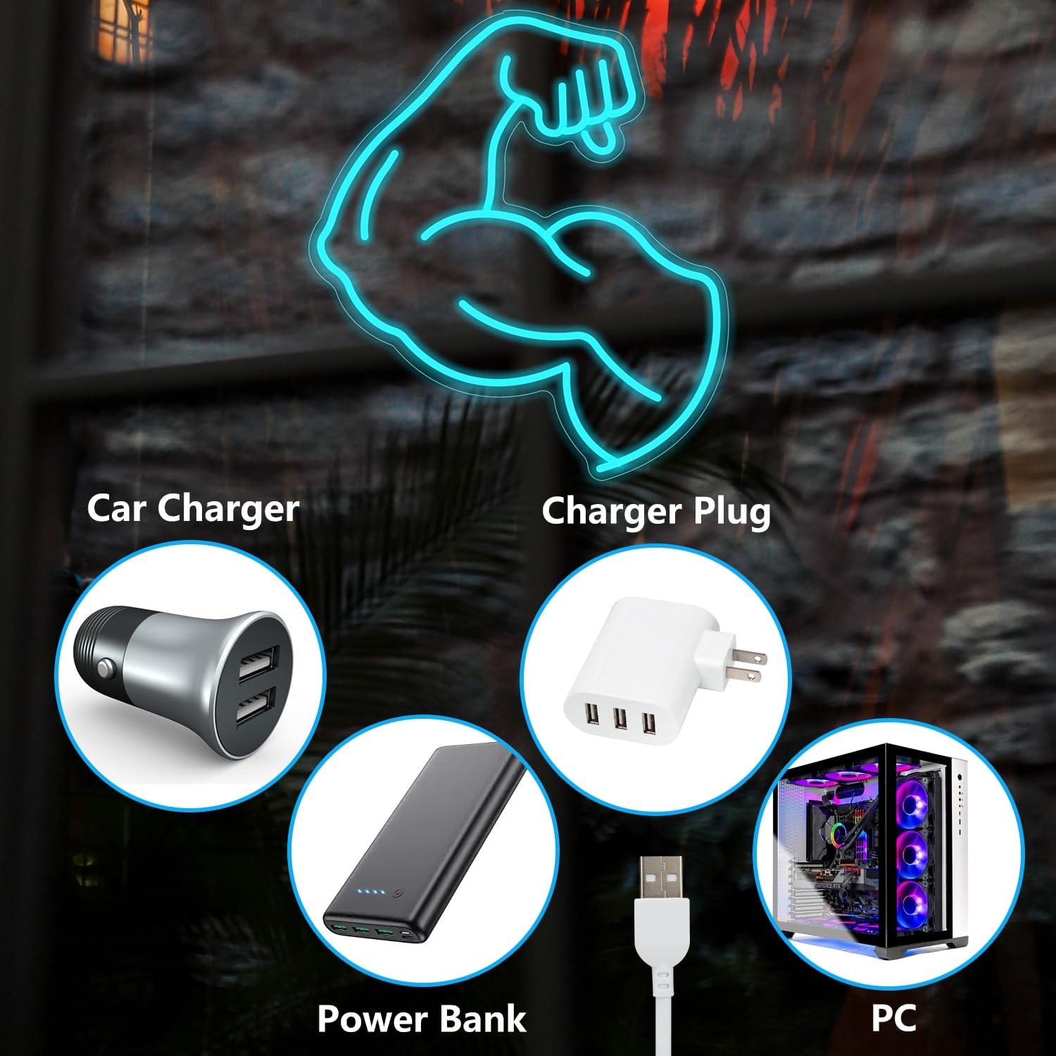 Muscle Arm Neon Sign Blue Glow - Home Gym Neon Sign avis et prix