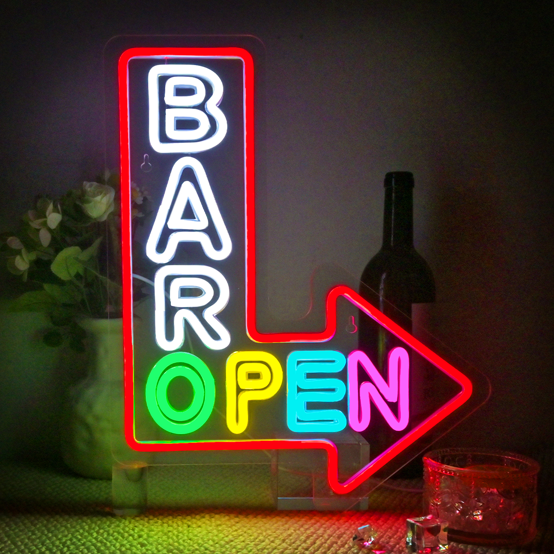 Bar Open Arrow Neon Sign Mix C - Home Gym Neon Sign avis et prix