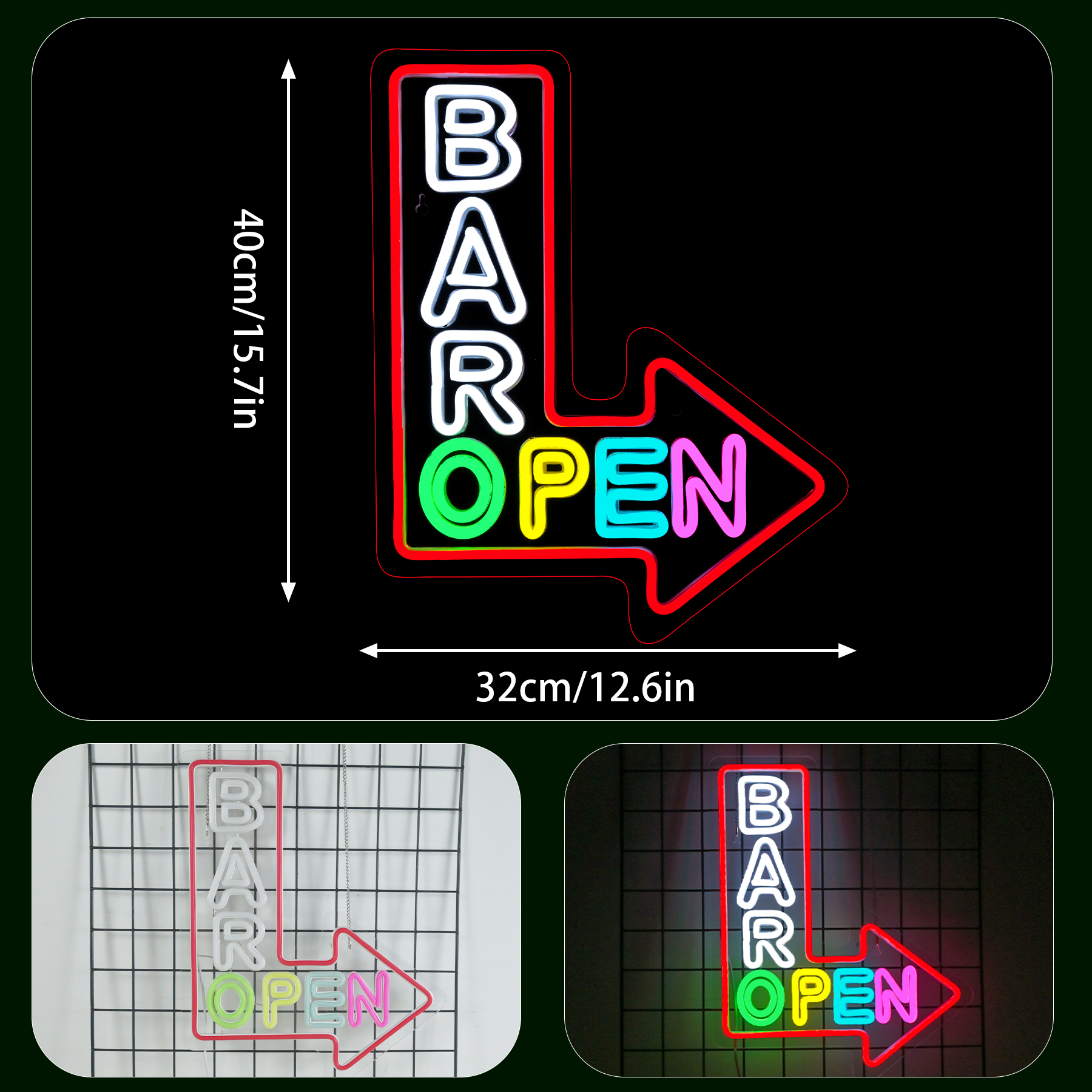 Bar Open Arrow Neon Sign Mix C - Home Gym Neon Sign avis et prix